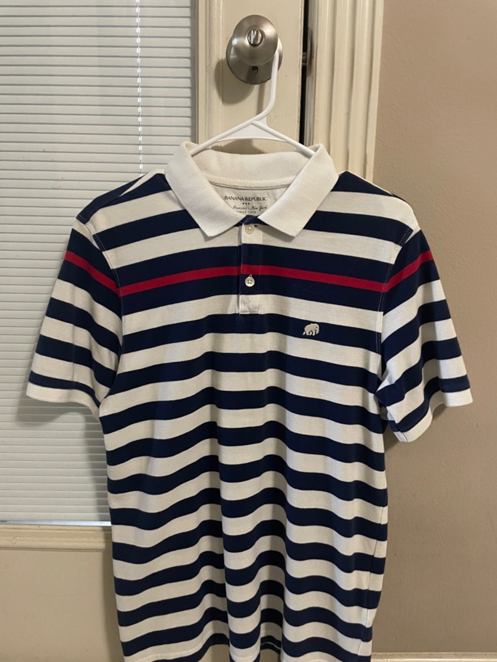Banana Republic Navy, White & Red Striped Polo - Picture 6 of 8